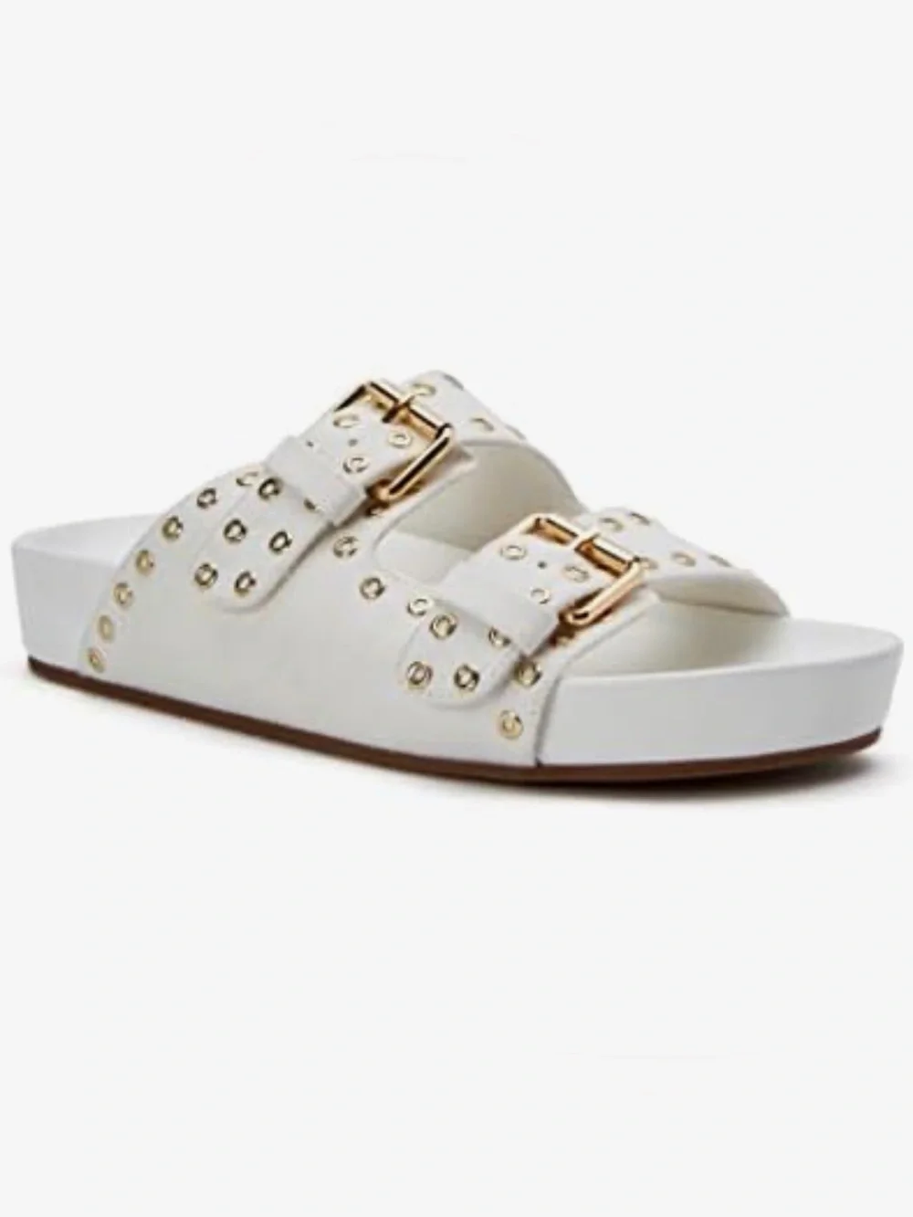 Katy Perry Collections White Slide with Gold-tone hardware detail BRAND NEW